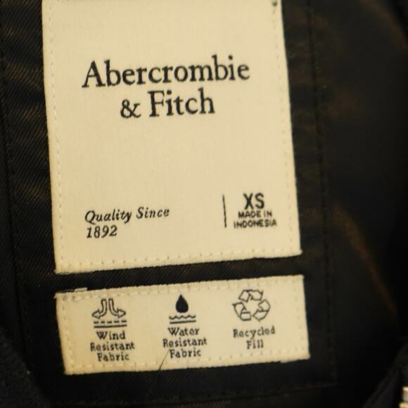Abercrombie & Fitch Bomber Jacket Mens XS Black Nylon Ribbed Hem & Cuff Full Zip - Picture 5 of 9